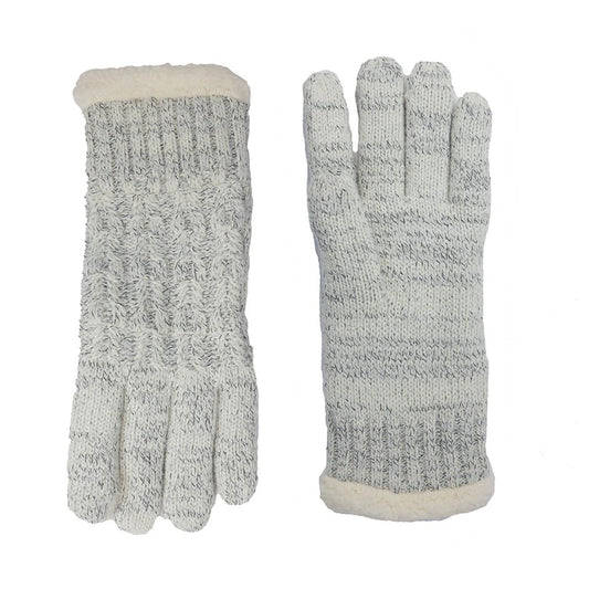 Fleece Lined Cable Knit Pale Grey Gloves