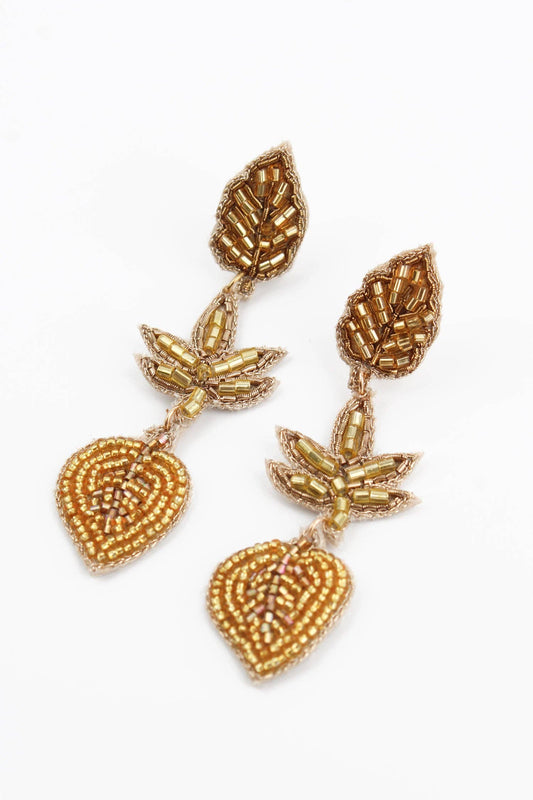 Gold Leaf Triple Earrings