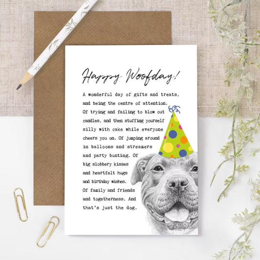 Staffie Dog, Happy Woofday Card