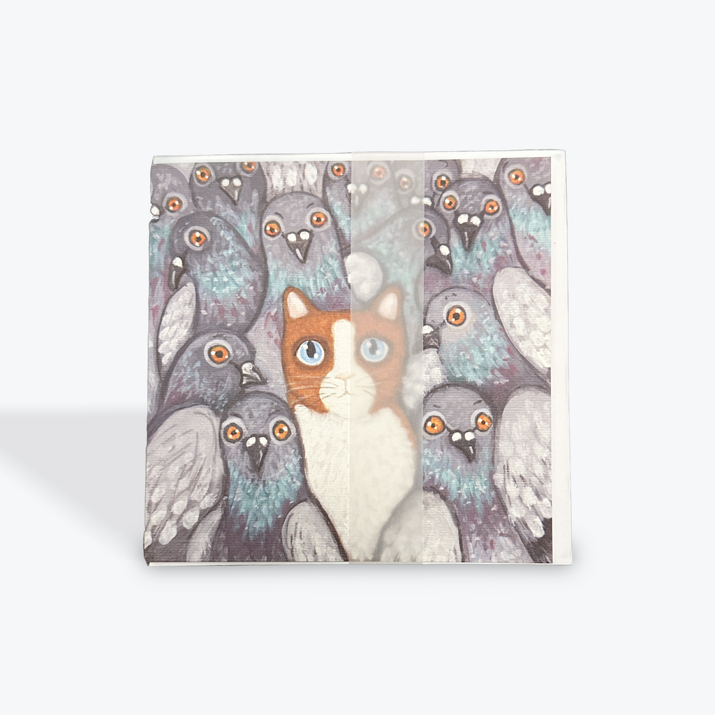 Cat Amongst The Pigeons -  Greeting. Card