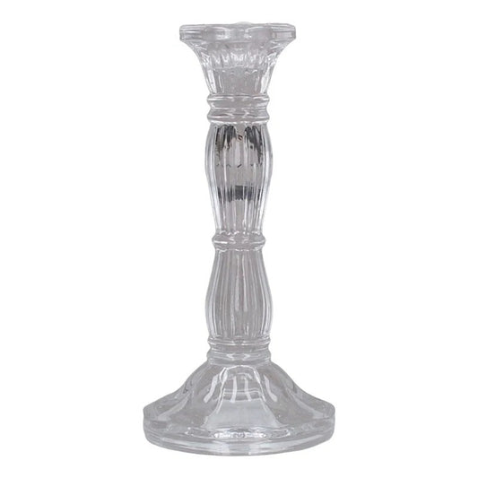 Gisela Graham Clear Glass Moulded Candlestick (Large)