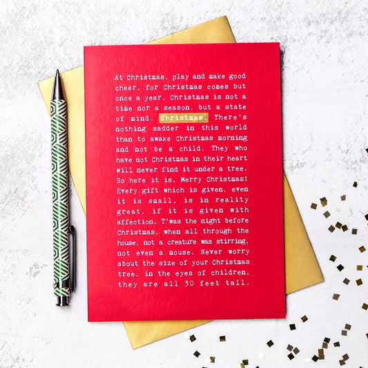 Red and Gold Wise Words Christmas Card