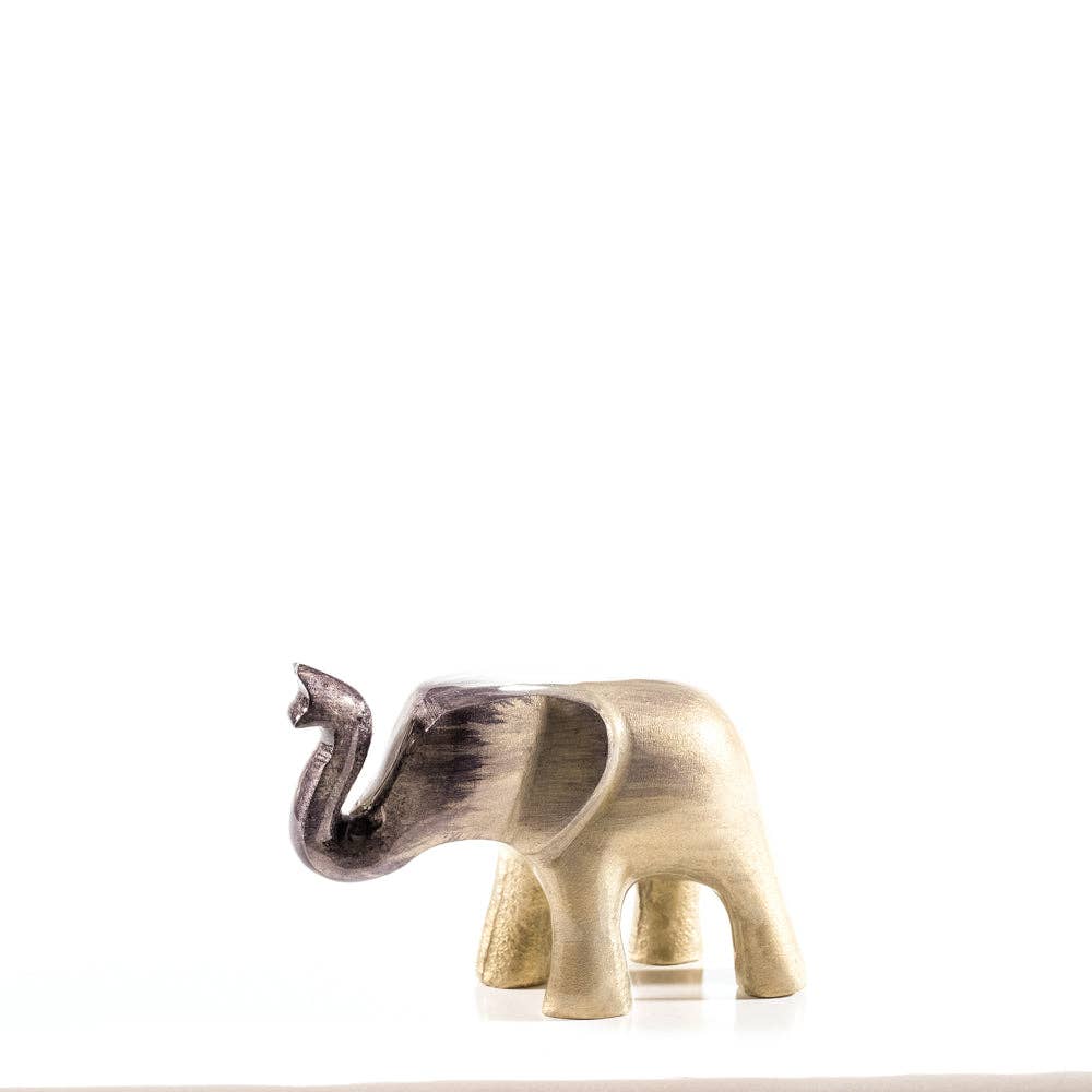 Brushed Silver Elephant Trunk Up Medium 9 cm