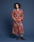 Les Touristes Long Dressing Gown in Cosmos Coral