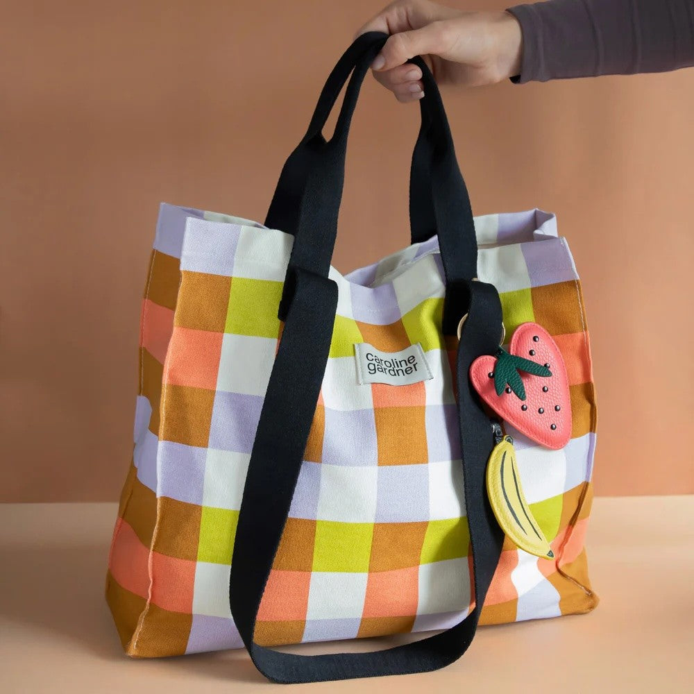 Multi Check Double Handle Large Tote Bag