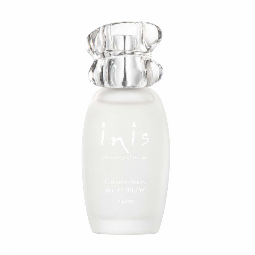 Inis The Energy of the Sea 30ml frosted cologne bottle on a white background