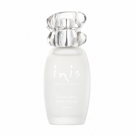 Inis The Energy of the Sea 30ml frosted cologne bottle on a white background
