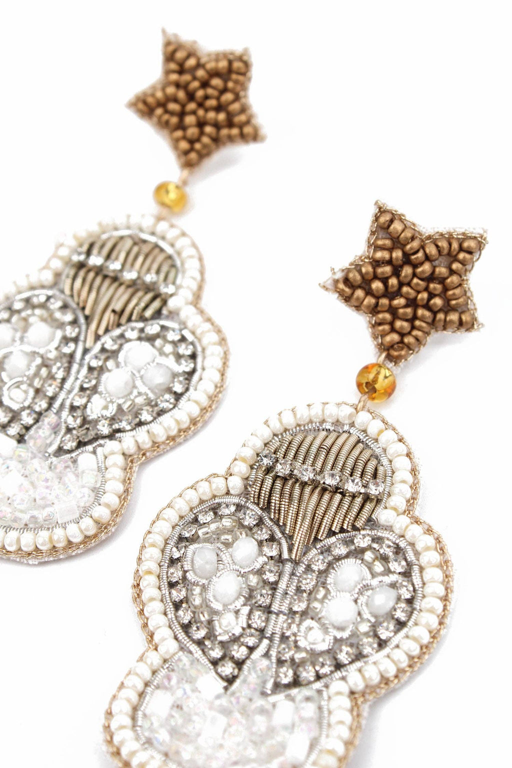 Silver and Pearl Angle Earrings