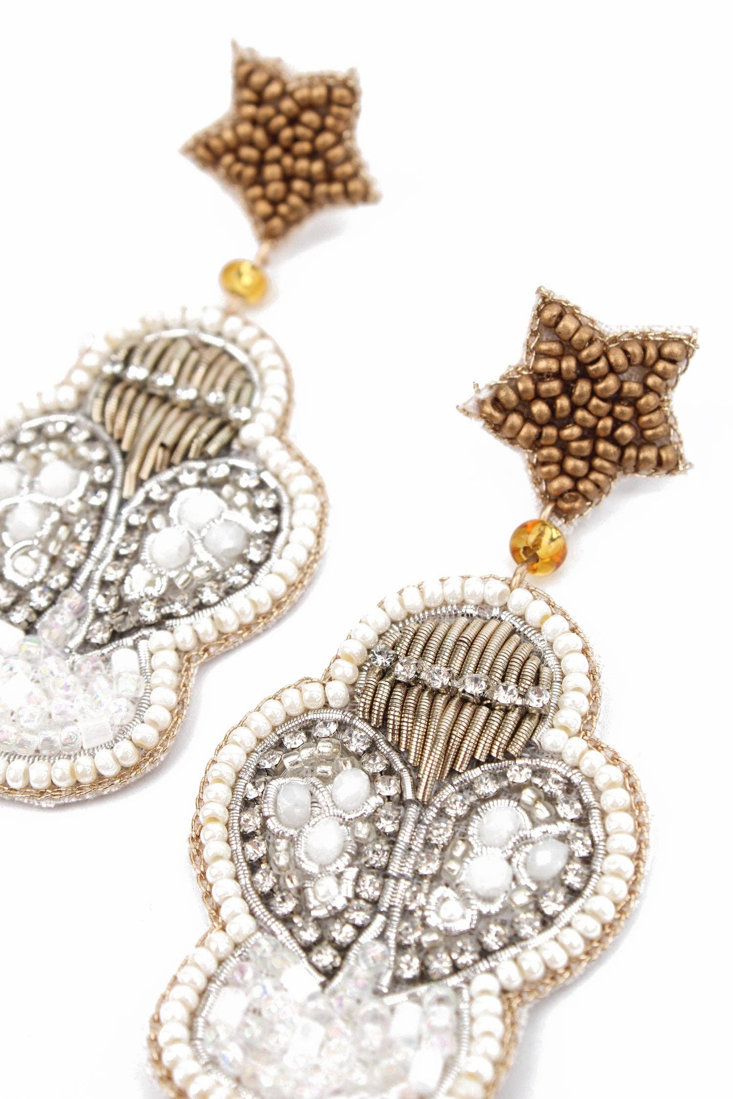 Silver and Pearl Angle Earrings