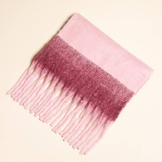 Burgundy and Pink Abstract Winter Scarf
