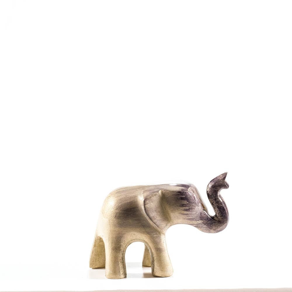Brushed Silver Elephant Trunk Up Medium 9 cm