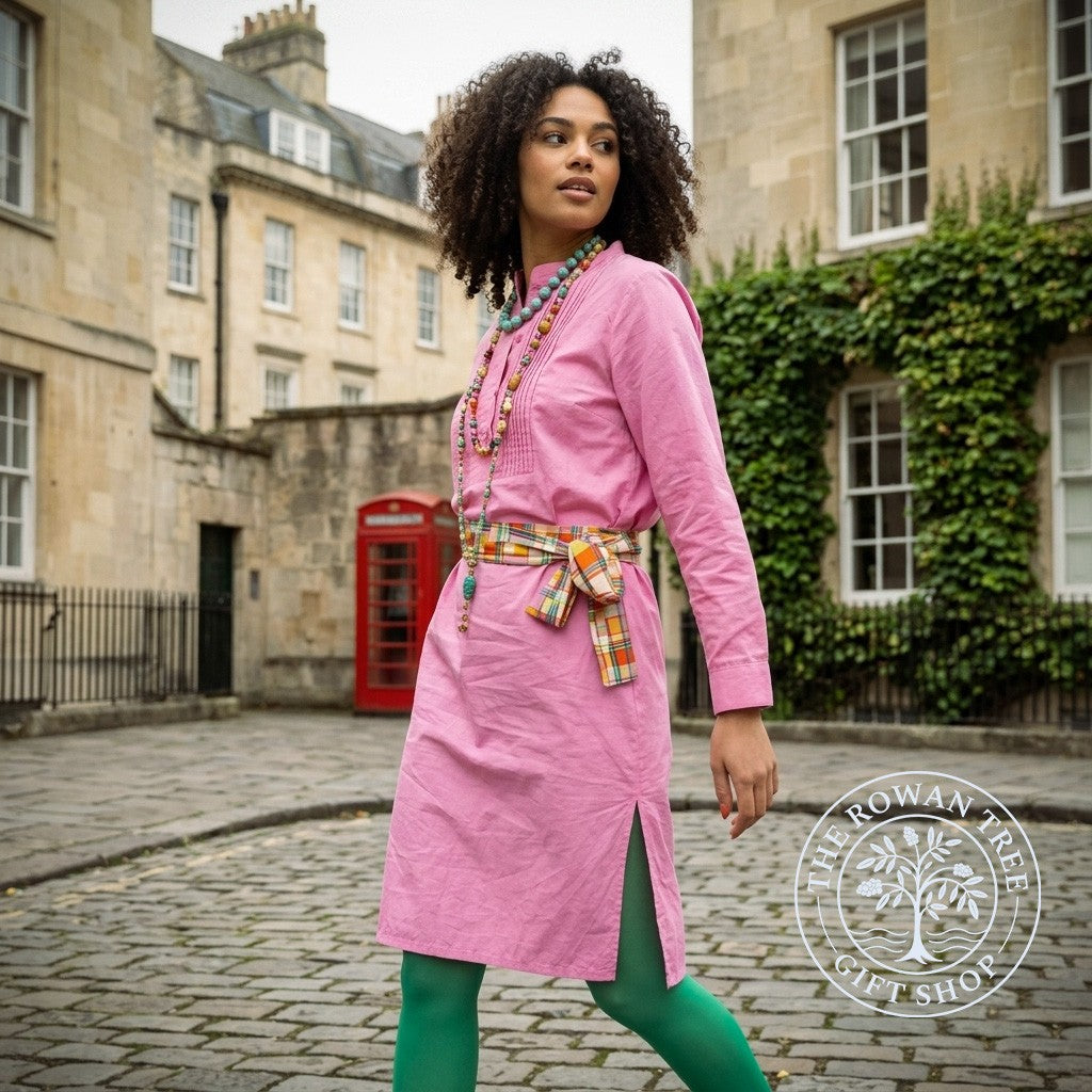 Long Tunic Dress (one size) - Plain pink