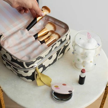 Caroline Gardner Mono Floral Makeup Travel Case
