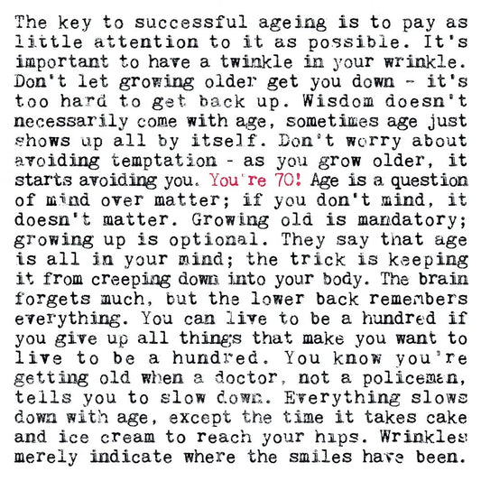 70th Birthday Card with Quotes