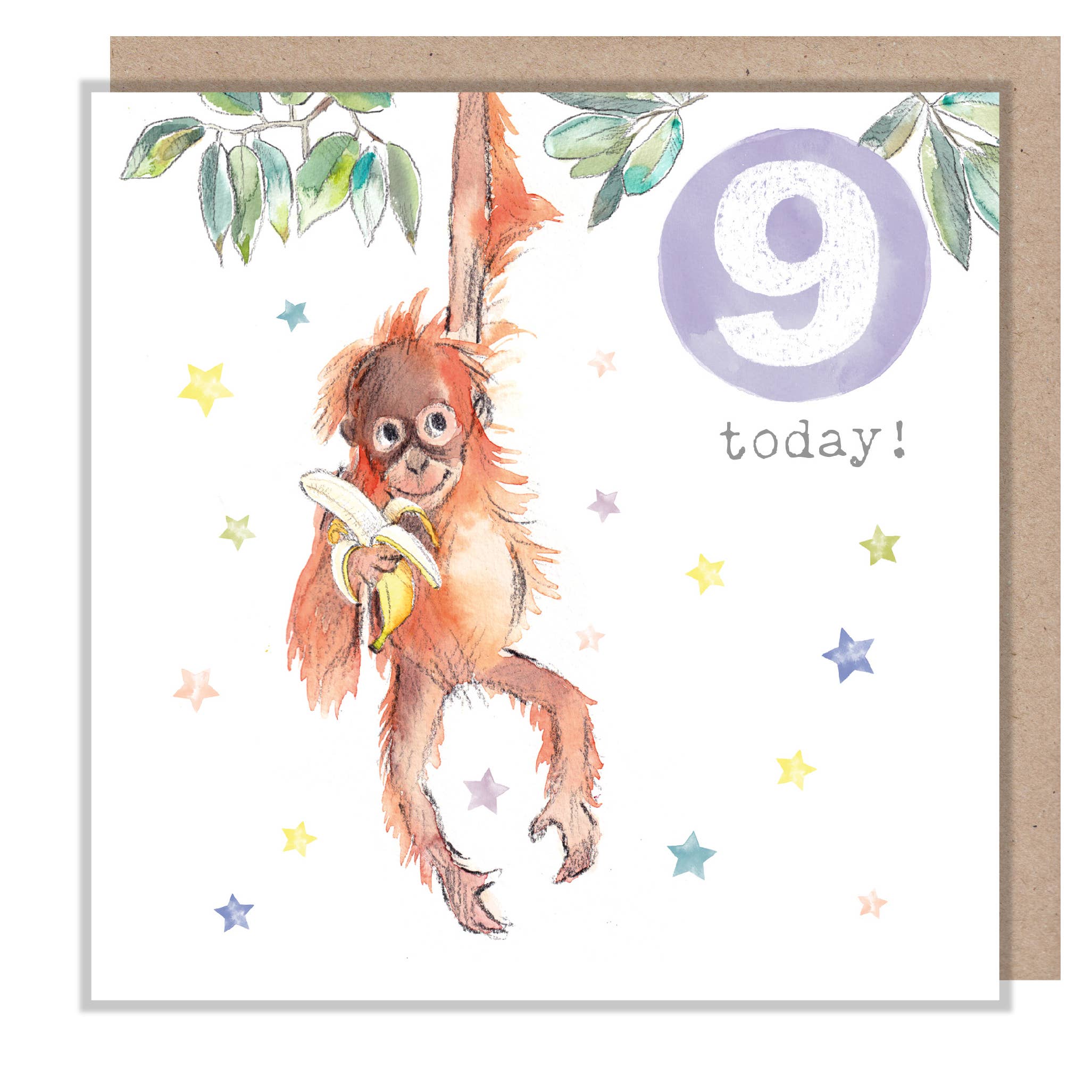 Age 9 Birthday Card -  Orangutan - Party Time - PTAGE09