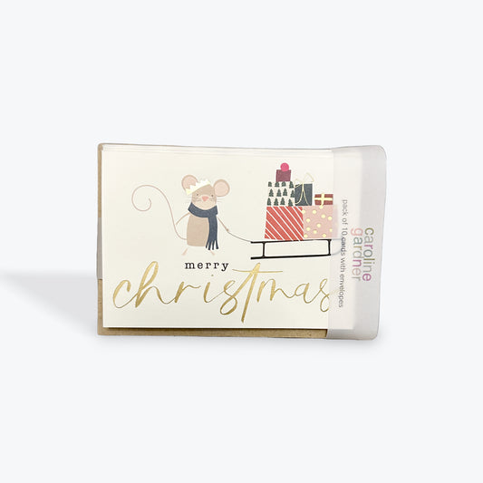 Merry Christmas Mouse With Sleigh 10 pack