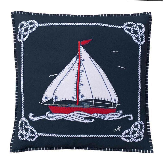 Jan Constantine Navy Blue Boat and Rope Cushion