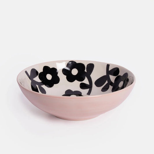 Caroline Gardner Mono Floral Stoneware Bowl