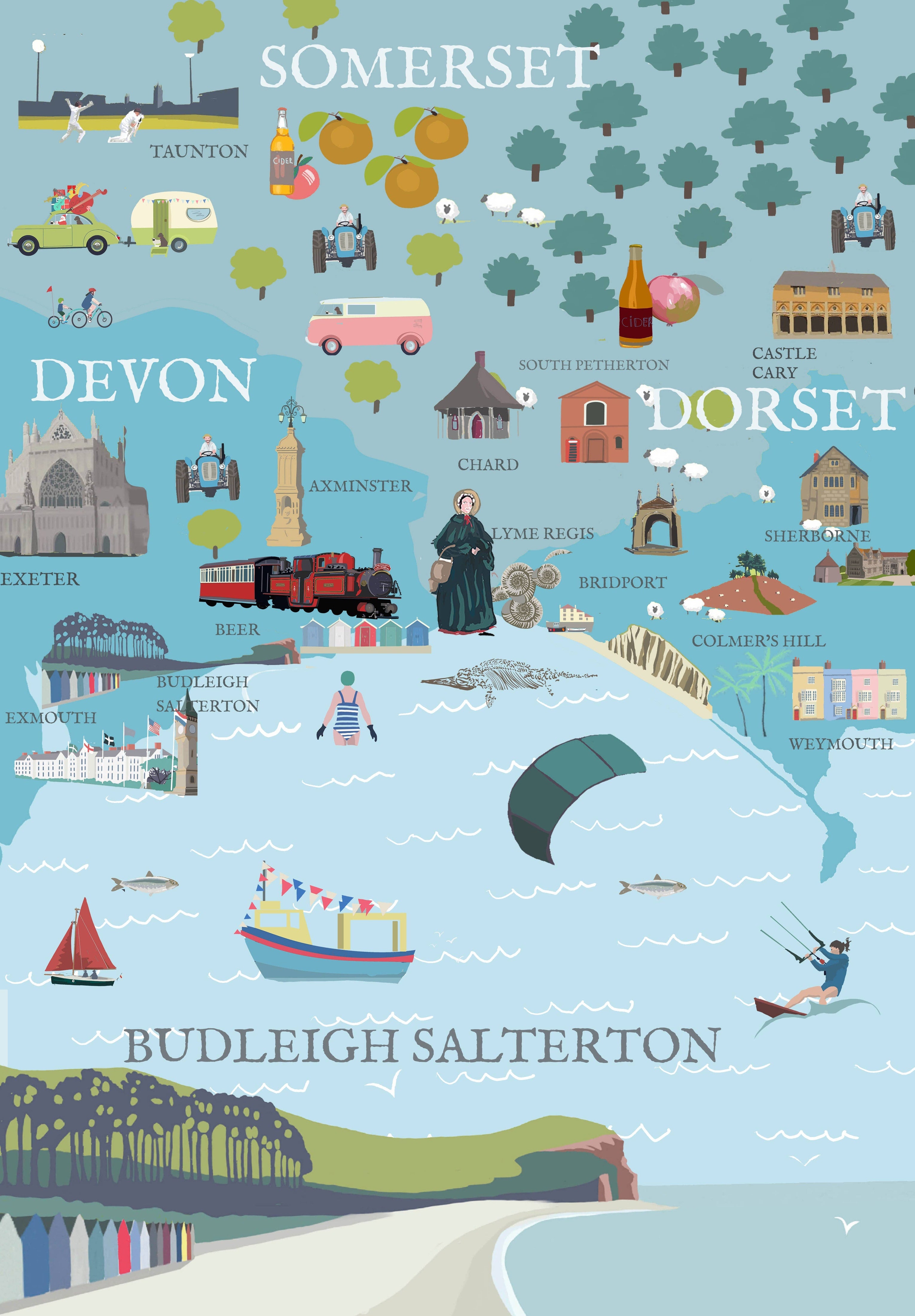 Budleigh Salterton Fridge Magnet - various styles