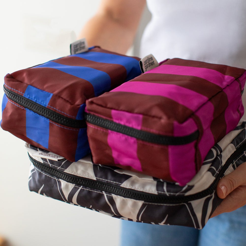 Mono Looped Hearts / Striped Set of 3 Small Packing Cubes