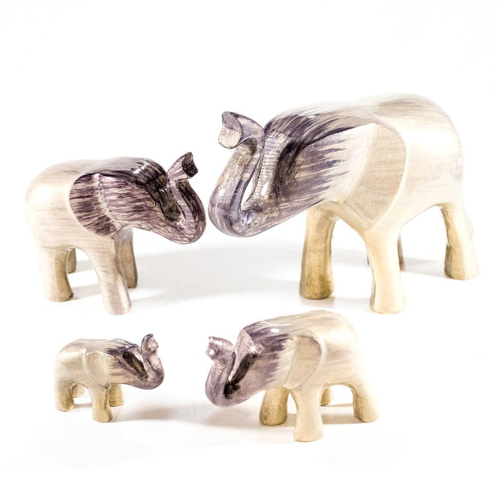 Brushed Silver Elephant Trunk Up Medium 9 cm
