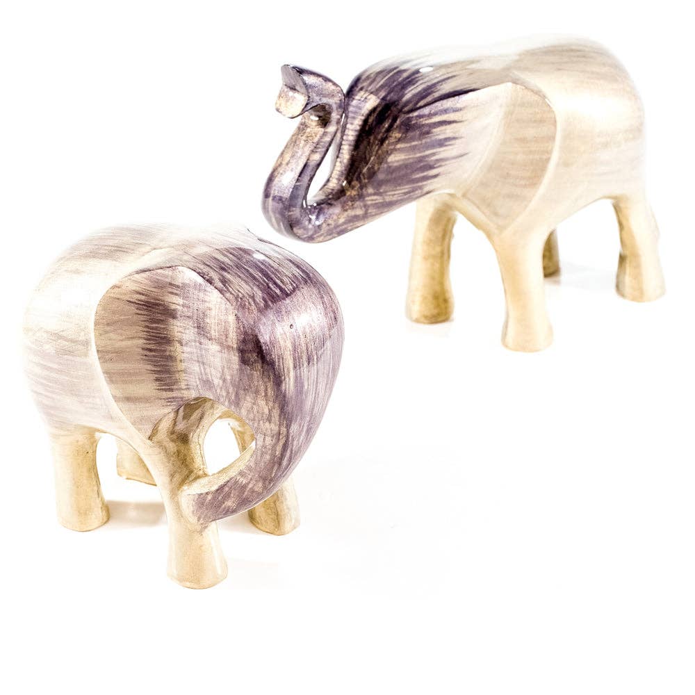 Brushed Silver Elephant Trunk Up Medium 9 cm