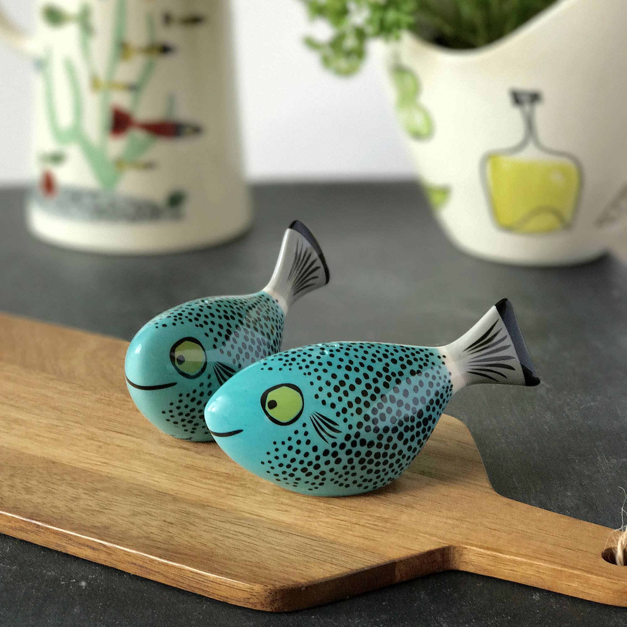 Blue Fish Salt and Pepper Shakers | Hannah Turner