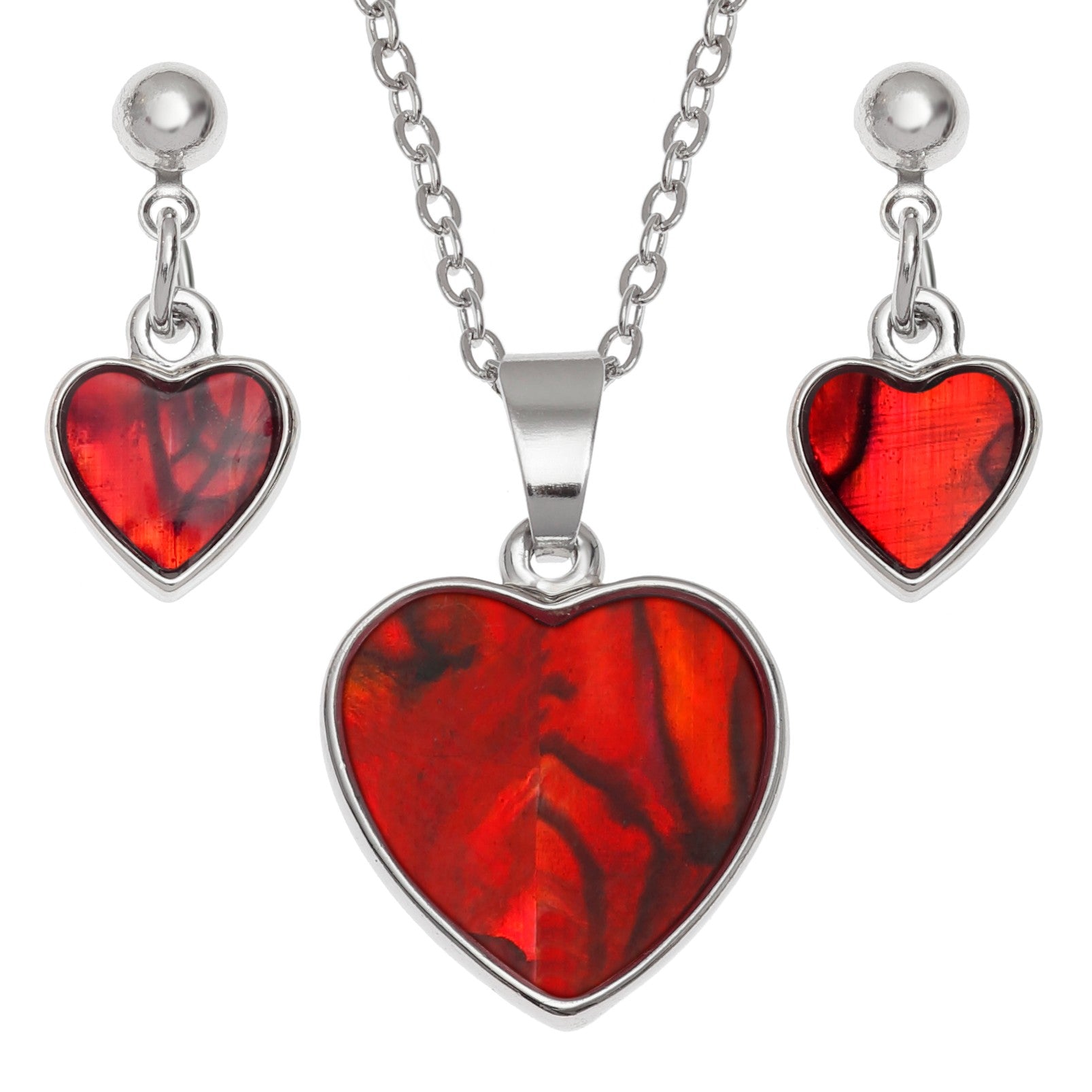 Red Heart Stud Jewellery Set