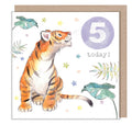 Age 5 Birthday Card - Tiger design - Party Time