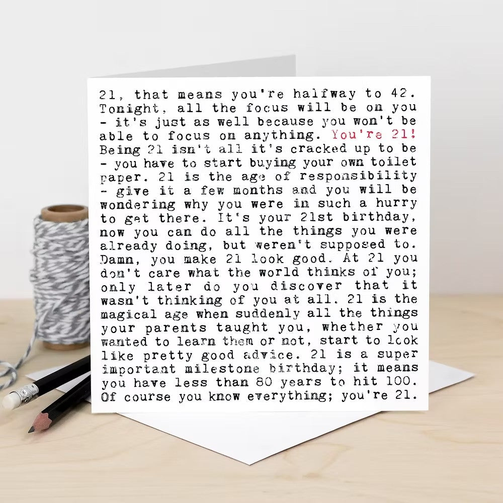 21st Birthday Card with Quotes