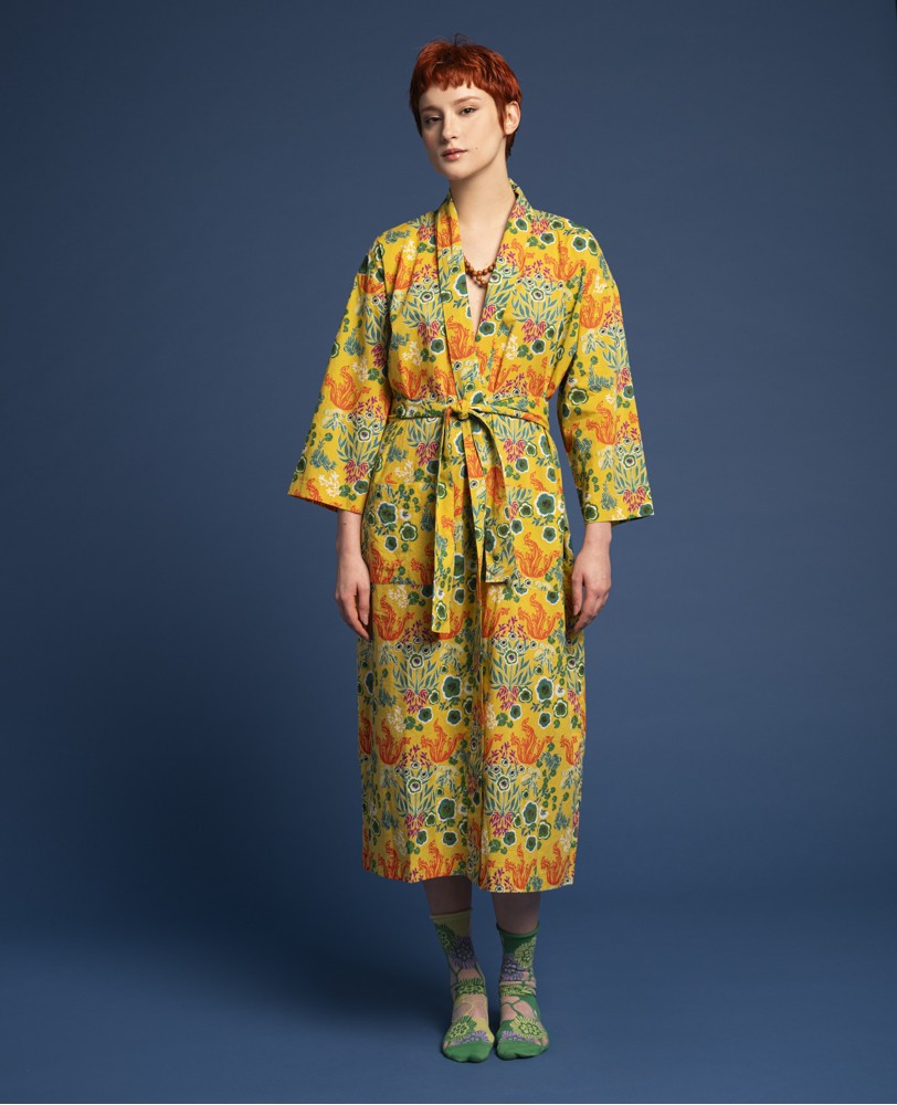 Les Touristes Long Dressing Gown in Swainston Gold