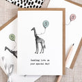 5th Birthday Card, Giraffe with Balloon