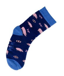 Doris & Dude Navy Pig Toasty Socks - UK 3-7