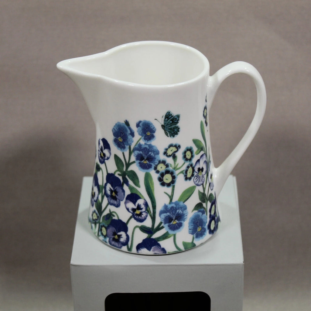 Gisela Graham Bone China Jug Small 10 cm - Blue Viola Design
