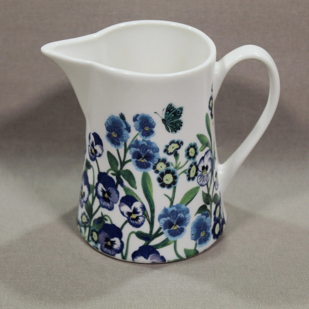Gisela Graham Bone China Jug Small 10 cm - Blue Viola Design