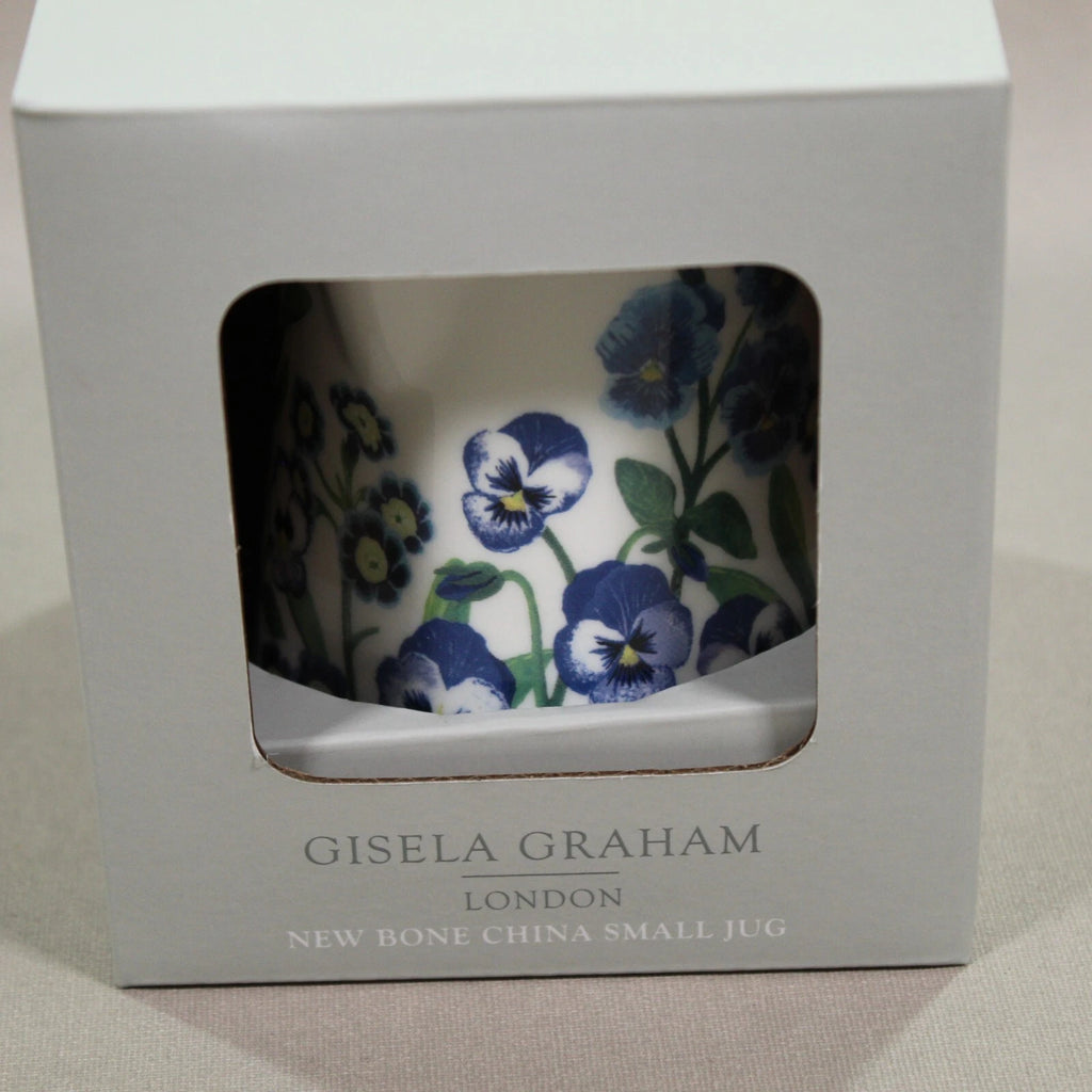 Gisela Graham Bone China Jug Small 10 cm - Blue Viola Design