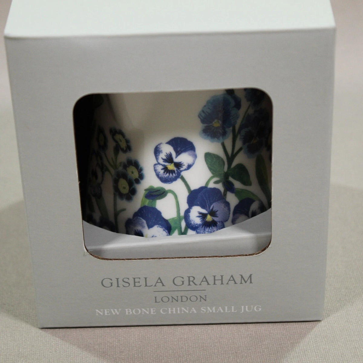 Gisela Graham Bone China Jug Small 10 cm - Blue Viola Design