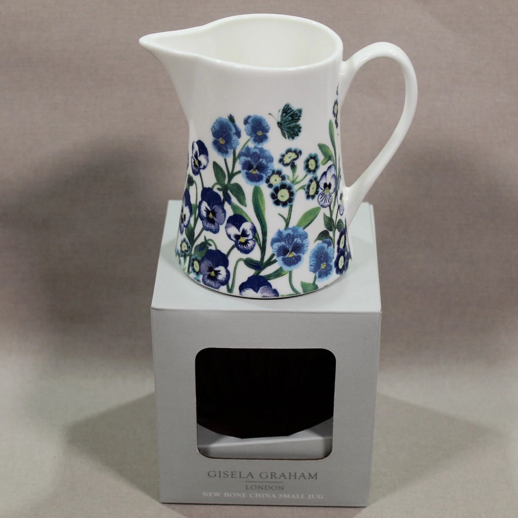 Gisela Graham Bone China Jug Small 10 cm - Blue Viola Design