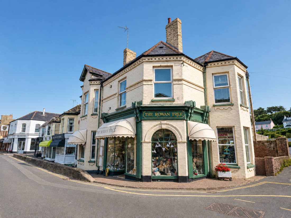 The Rowan Tree gift shop on the corner at 7 Fore Street in Budleigh Salterton