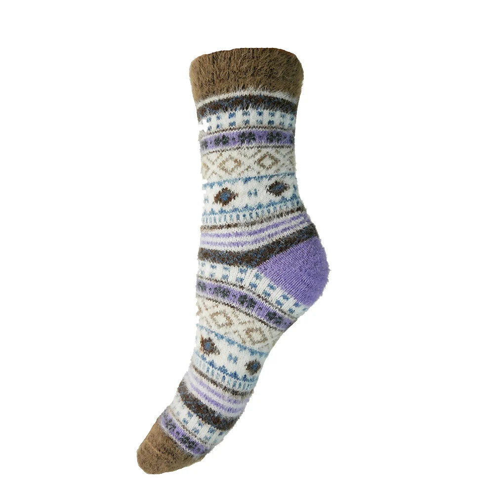 Gemjar Purple & Brown Patterned Socks - UK 4-7