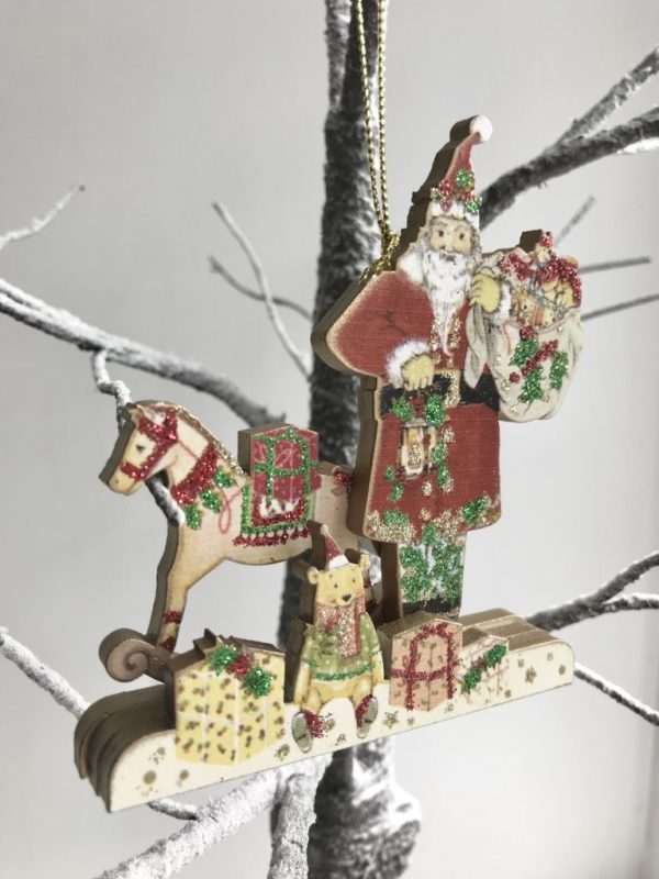 Christmas Tree Santa Decoration, Wooden